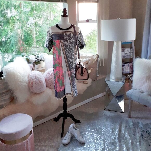 NWOT Clover Canyon floral abstract mesh box dress, XS - Picture 2 of 9